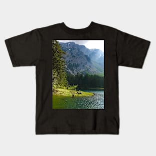 Green Lake in Austria with Bench Kids T-Shirt